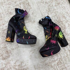 Current Mood Boots Womens Size 6 Black Celestial Space Platform Ankle Heels
